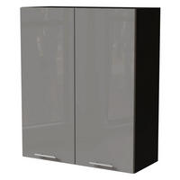 KÜCHENHÄNGESCHRANK Essen W4/80 Grau Hochglanz / Schwarz Matt 80 / 32,5 / 96cm - Schwarz/Grau, Holz/Holzwerkstoff (80/96/32.5cm) - Feldmann-Wohnen