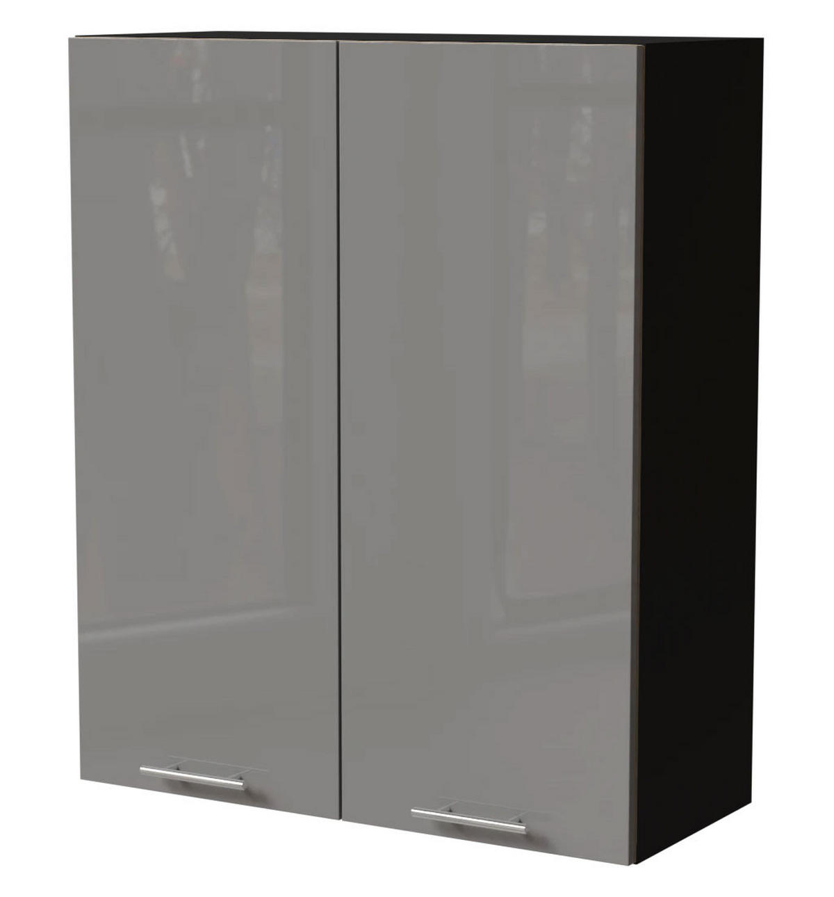 KÜCHENHÄNGESCHRANK Essen W4/80 Grau Hochglanz / Schwarz Matt 80 / 32,5 / 96cm - Schwarz/Grau, Holz/Holzwerkstoff (80/96/32.5cm) - Feldmann-Wohnen