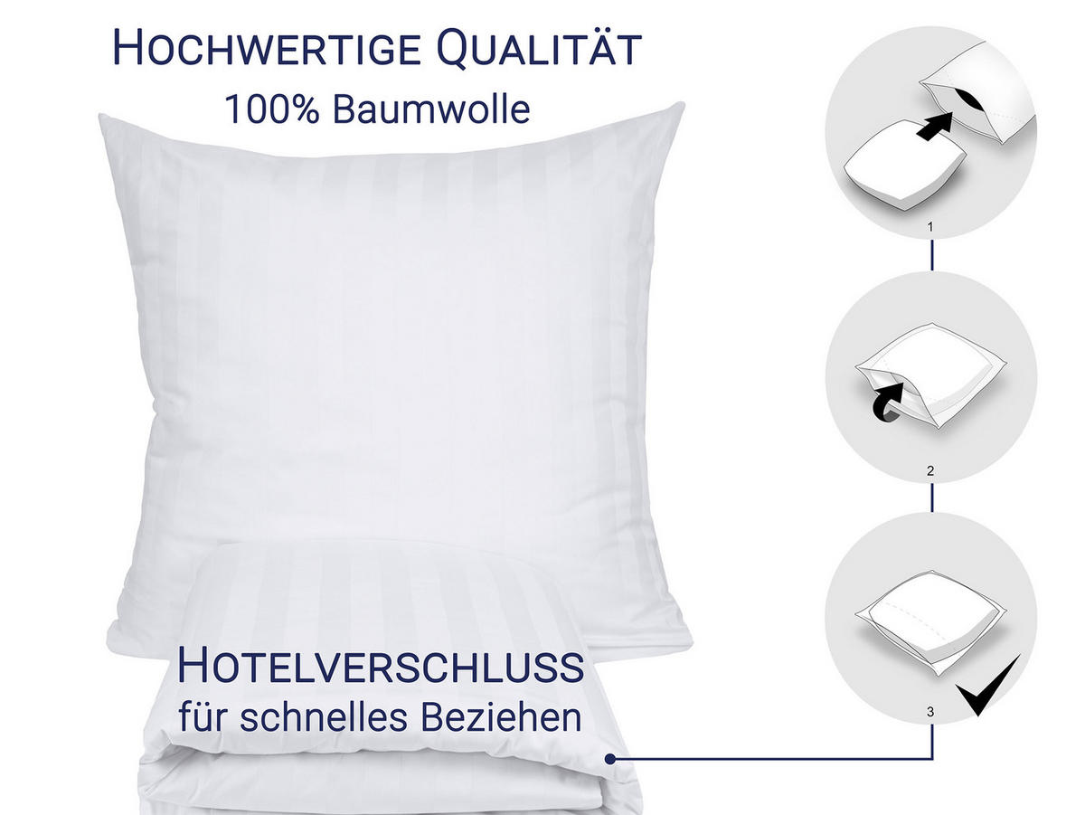BETTWÄSCHE, 80x80 + 140x200 cm, 100% Baumwolle, Weiß - Weiß, Textil (140/200cm) - Zollner