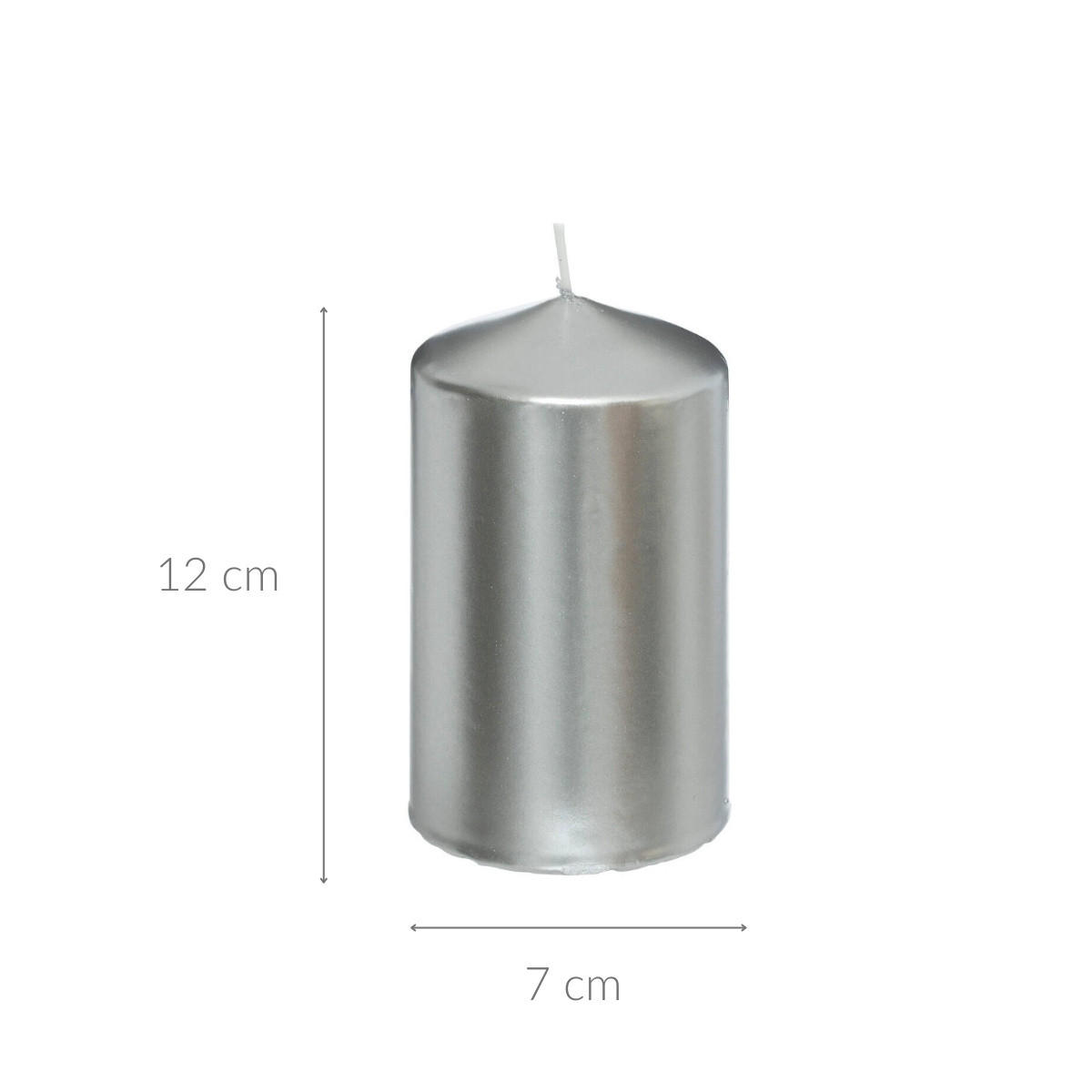 STUMPENKERZE glänzend 12 cm - Silberfarben, Paraffin (7/12/7cm) - Atmosphera Createur d´interieur