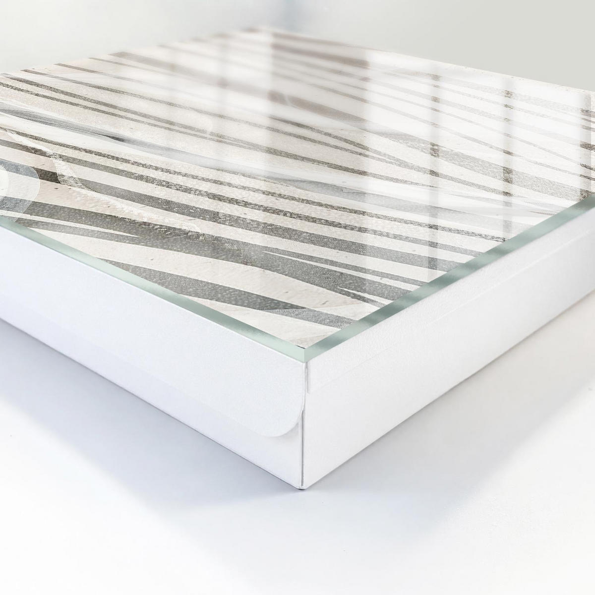 SCHLÜSSELBOX Weiß 30x30 cm – Türöffnung nach rechts - Wellen von Grau - Grau, Metall (30/30/5cm) - TULUP
