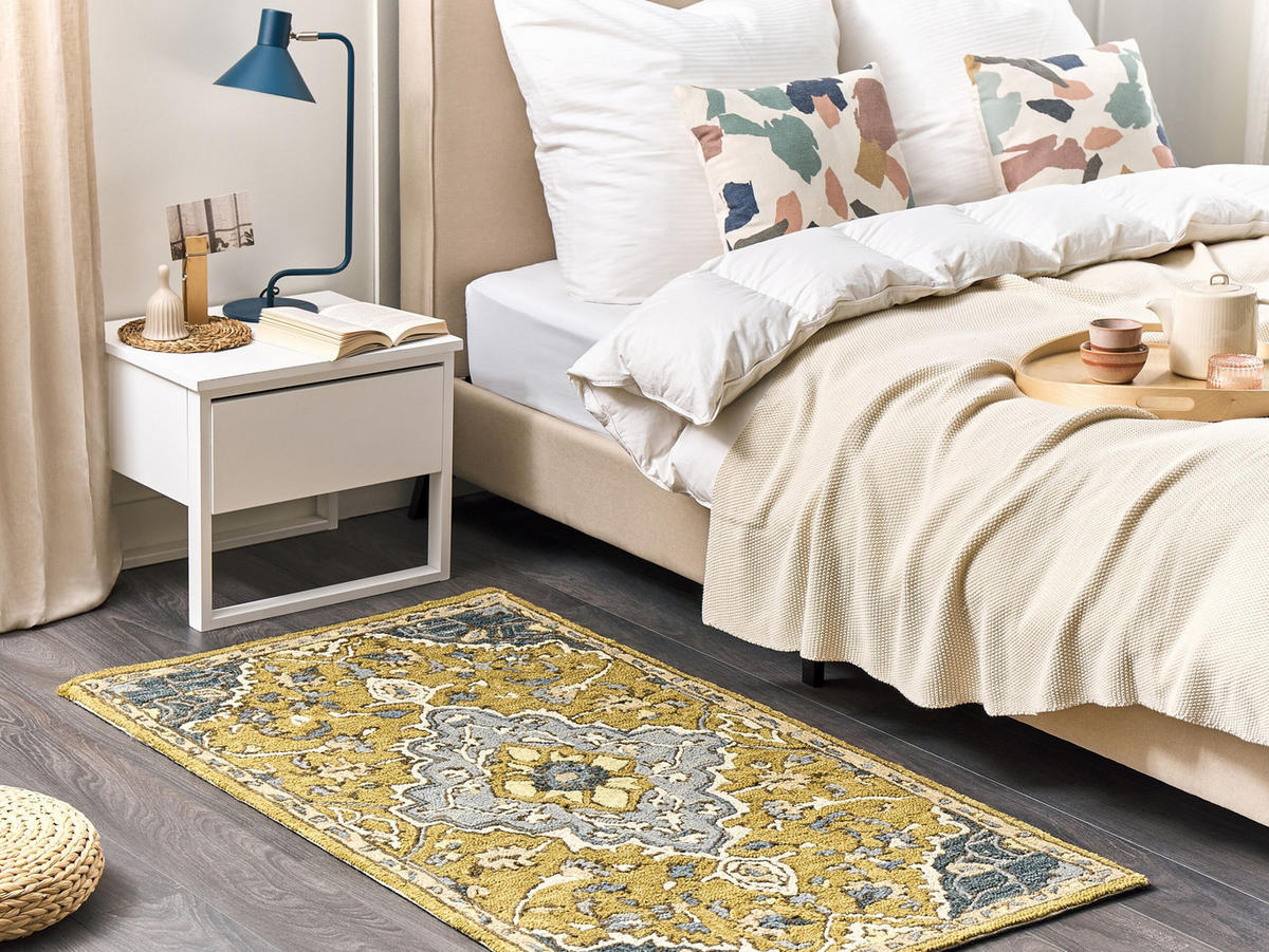 KURZFLOR-TEPPICH Mucur 150/80 cm - Gelb, Textil (80/150cm) - Beliani