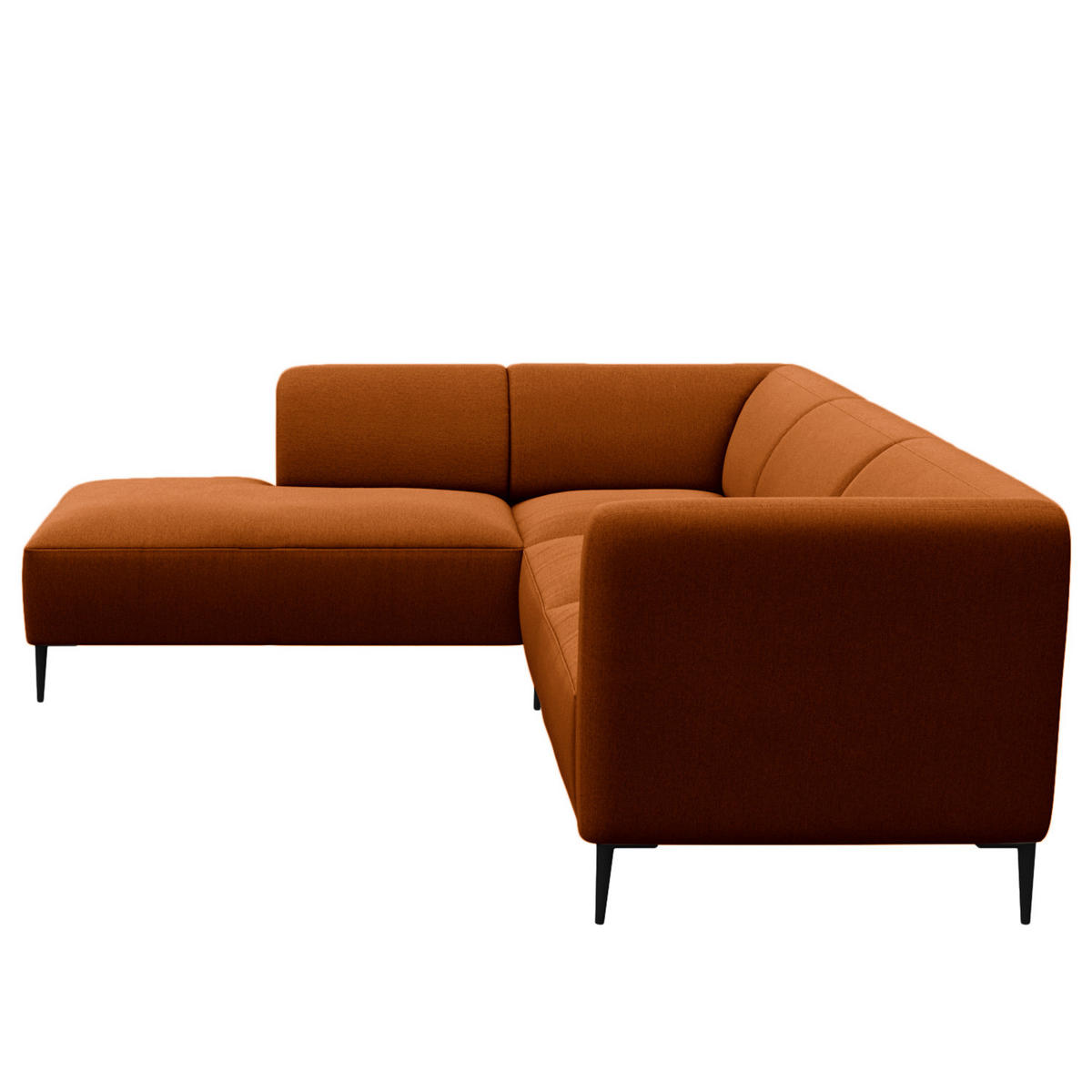 2,5-SITZER ECKSOFA mit Ottomane - Rostfarben/Schwarz, Textil/Metall (252/205cm) - home24