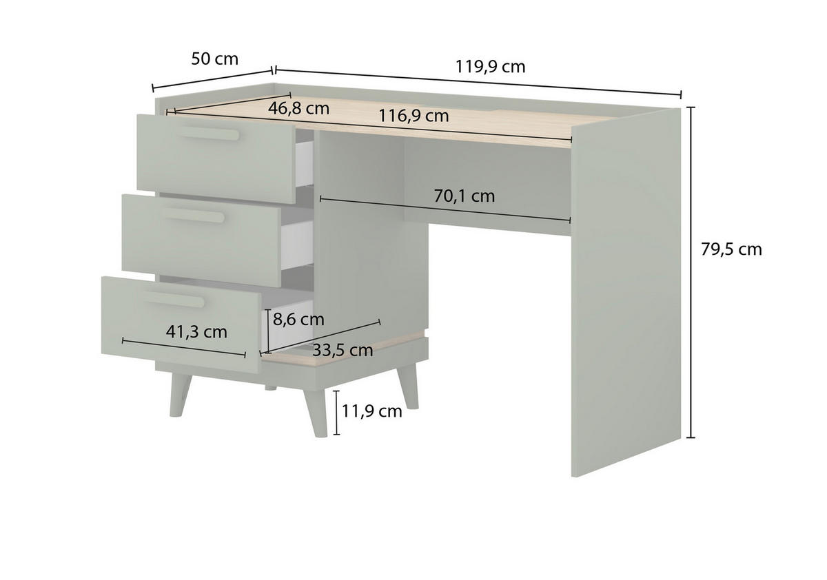 SCHREIBTISCH ACARA 120x50x79,5 cm Bürotisch Computertisch, Eichefarben - Eichefarben, Holzwerkstoff (50/120/79.5cm) - MASSENO