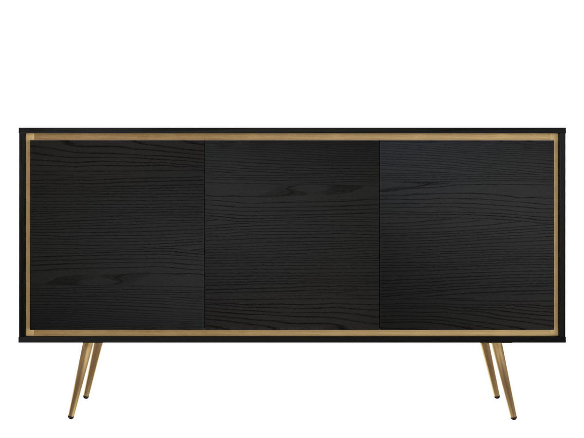 KOMMODE Tori 01 - Goldfarben/Schwarz, Holzwerkstoff/Metall (150/80/40cm) - MIRJAN24