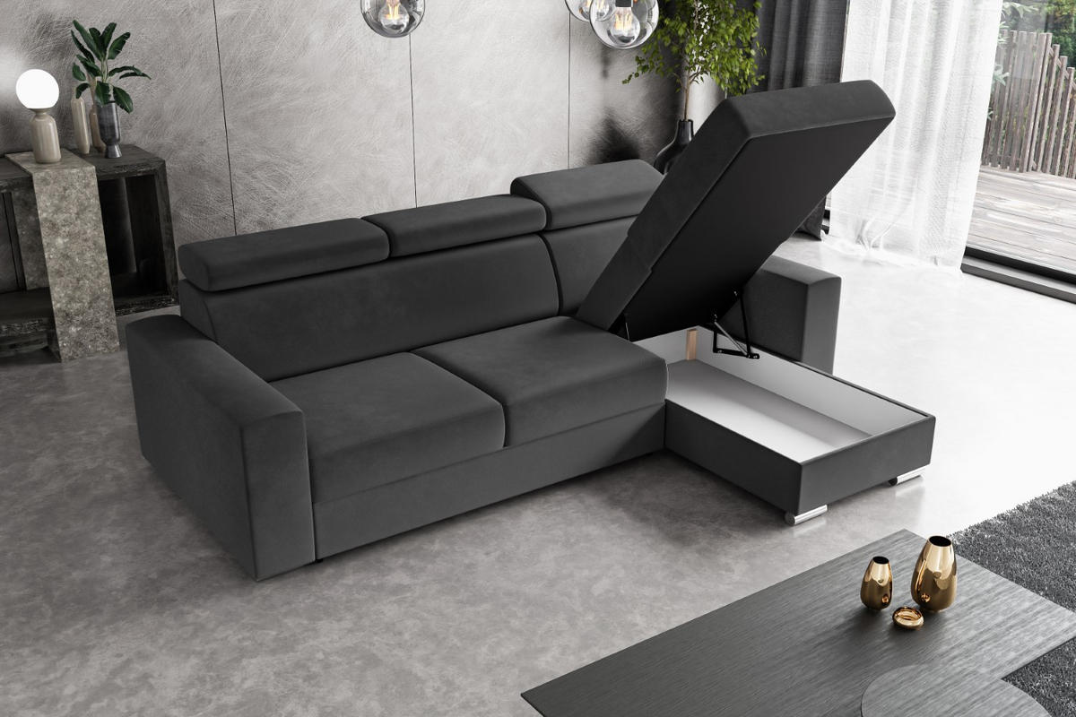 ECKSOFA in L-Form Corner Sofa Bett Eckcouch Couch Wohnlandschaft Cauchsofa FIX - 242x168 cm Dunkelgrau - Dunkelgrau, Holzwerkstoff/Kunststoff (168/242cm) - ALTDECOR