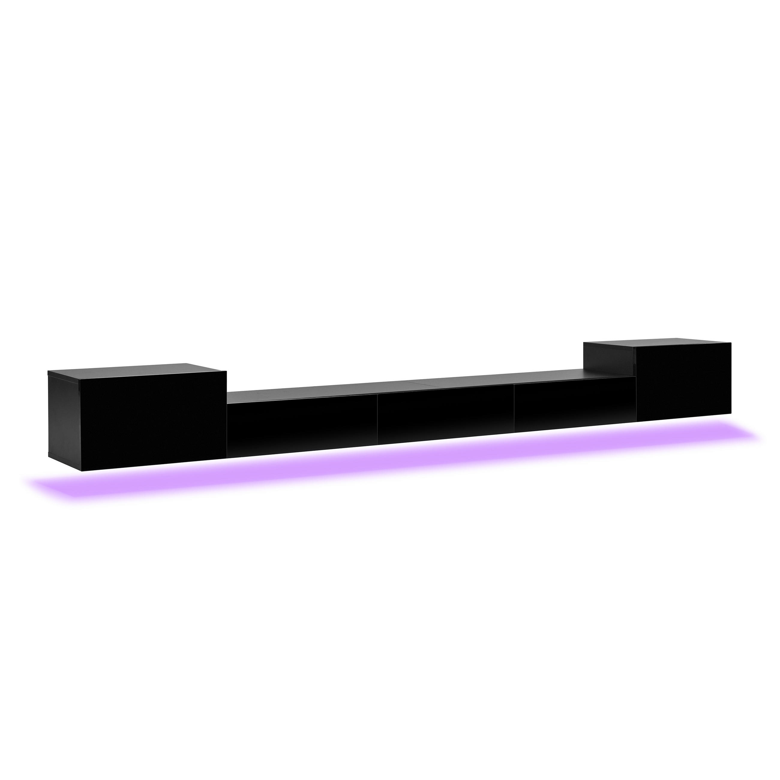 LOWBOARD DE-40291 hängend, mit Hochglanz und LED Schwarz - Schwarz, Holzwerkstoff (245/26/30cm) - ComfortXL