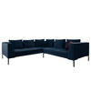 ECKSOFA mit Rundecke L - Samt - Chromfarben/Dunkelblau, Textil/Metall (255/238cm) - home24