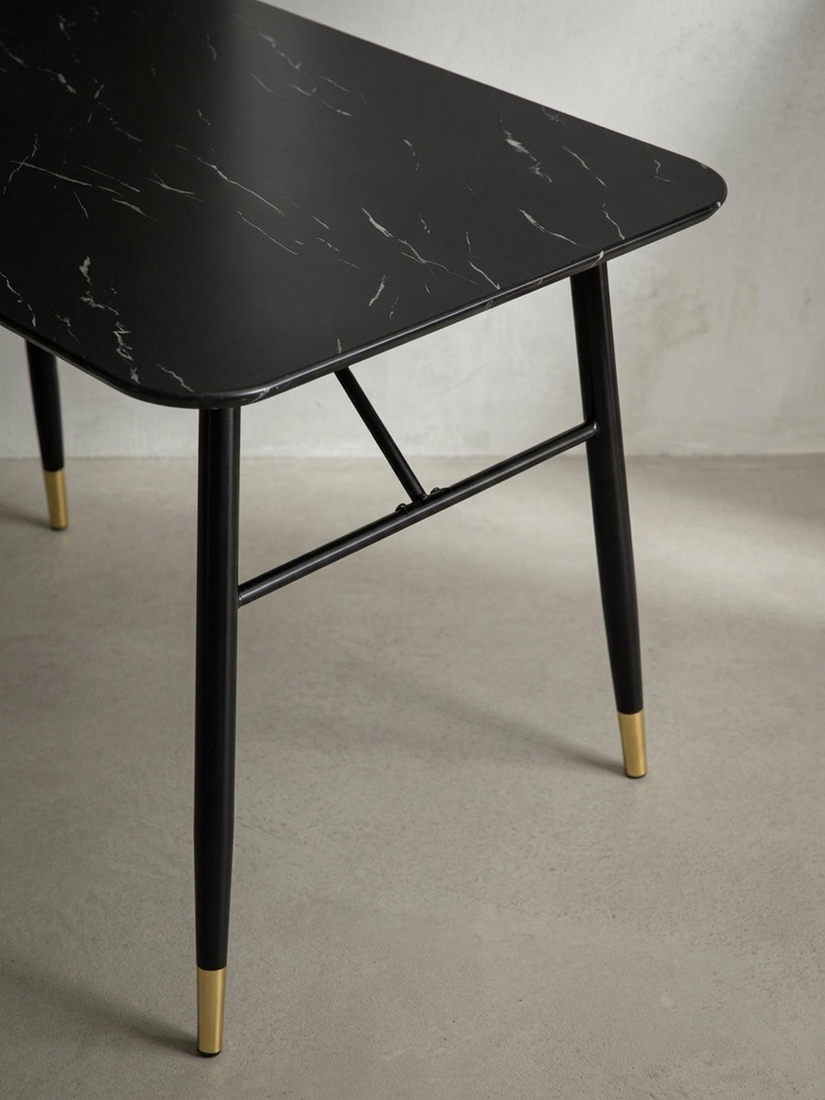ESSTISCH Marmoroptik Metall Rechteckig Modern Klein, Schwarz 180x90x76 cm - Goldfarben/Schwarz, Holzwerkstoff/Metall (90/180/76cm) - KADIMA DESIGN