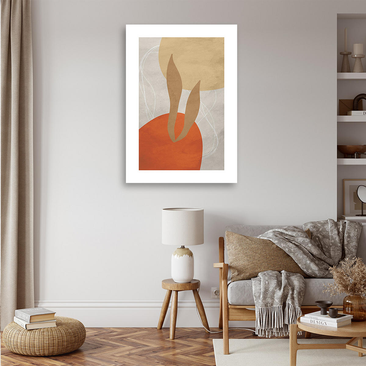 WANDBILD linien und boho formen - Orange, Textil (40/60cm) - Feeby