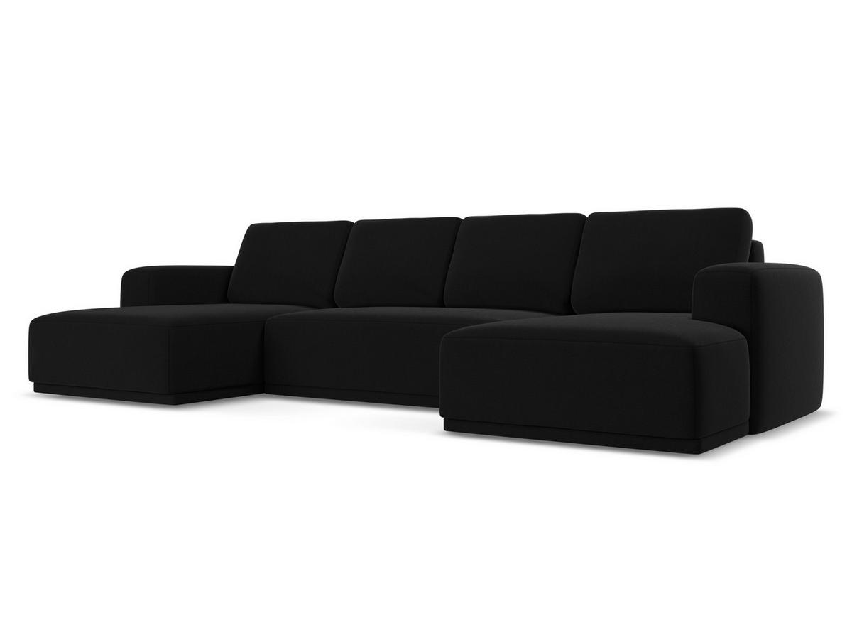 WOHNLANDSCHAFT Samt Stoff Schwarz - Schwarz, Kunststoff/Textil (333/91/160cm) - Makamii