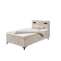 BOXBETT 120x200 inkl. Topper, Bettkasten und LED-Beleuchtung - Beige/Schwarz, Holz/Holzwerkstoff (120/200cm) - ed exciting design