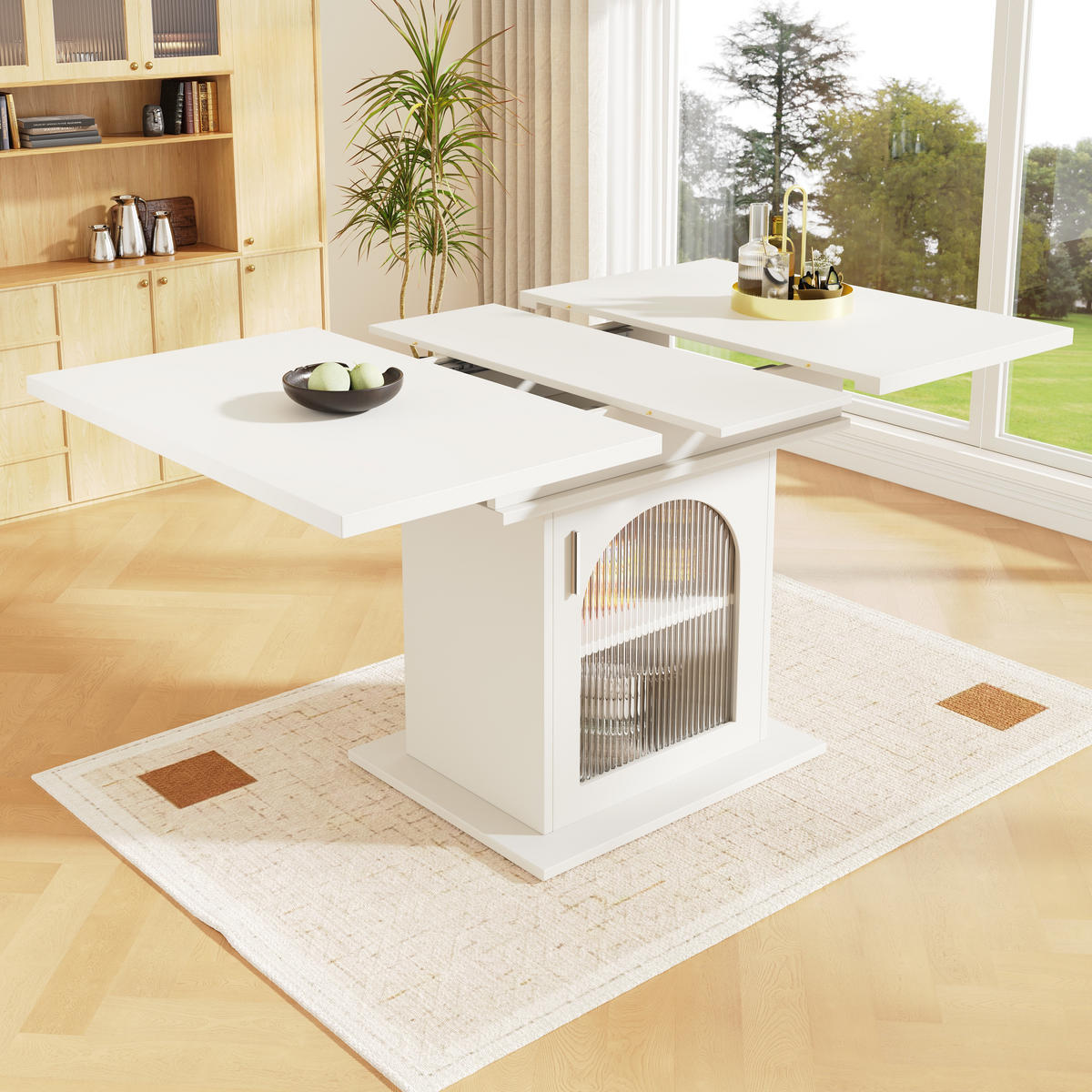 ESSTISCH Weiß 110-140/70/76 cm - Weiß, Glas/Holzwerkstoff (140/70/76cm) - Urban Meuble