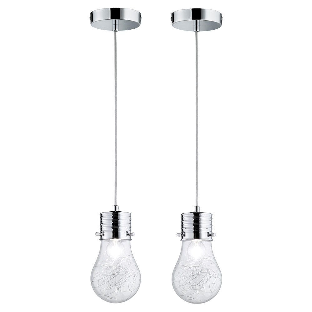 HÄNGELEUCHTE FUTURA Silber Glas 2er Set - Silberfarben, Glas (12/12/150cm)