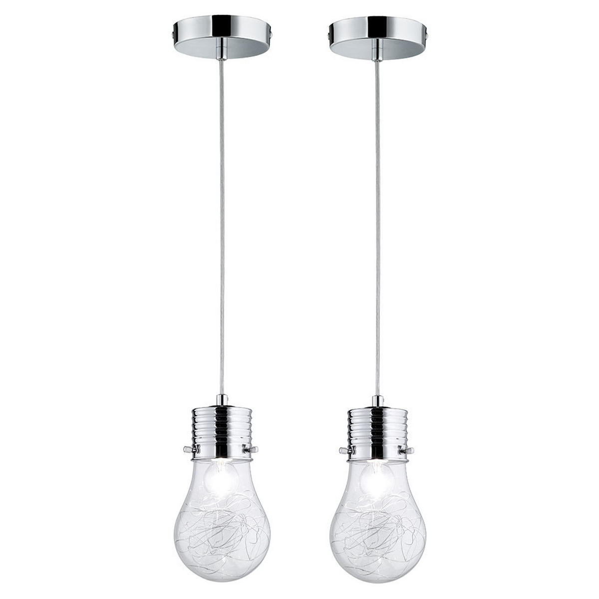 HÄNGELEUCHTE FUTURA Silber Glas 2er Set - Silberfarben, Glas (12/12/150cm)