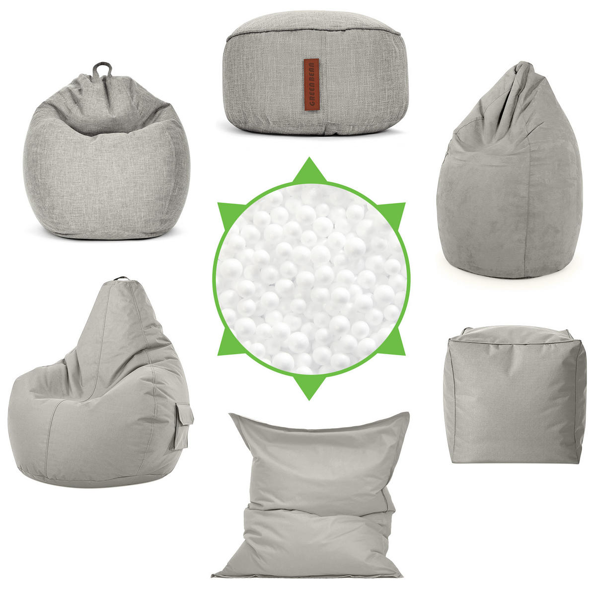 EPS-PERLEN Sitzsack-Füllung 300 Liter - Weiß, Kunststoff (1/1/1cm) - Green Bean