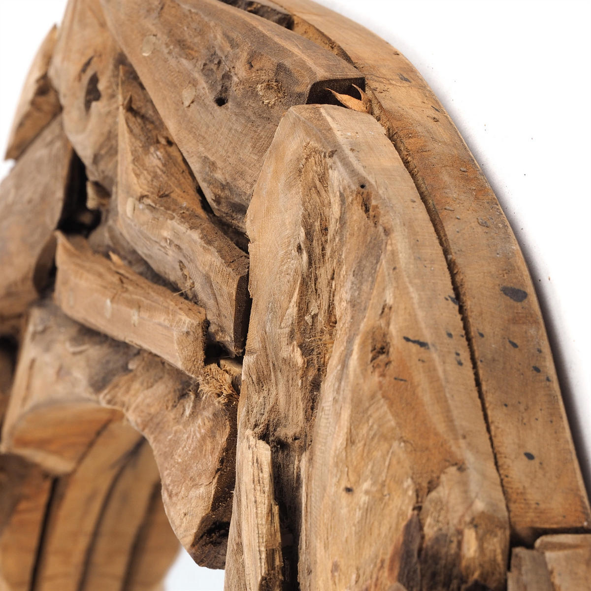 WANDSPIEGEL TEAK 60 Teakholz (erodiert) naturfarben - Naturfarben, Holz (60/60/6cm) - DESIGN DELIGHTS