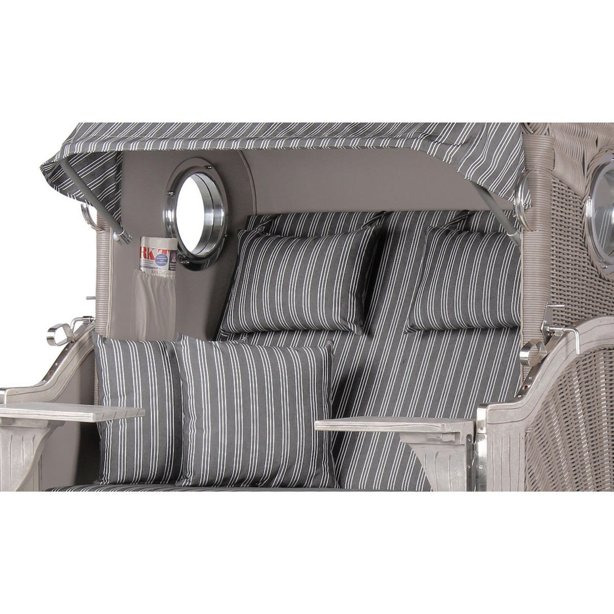 STRANDKORB Düne Koboo Grau Bullaugen - Braun/Grau, Metall (125/170/80cm) - Mr. Deko