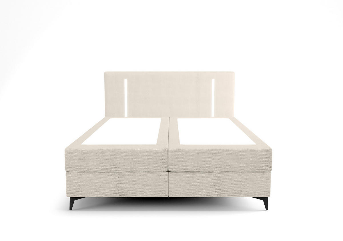 BOXBETT ONO mit Matratze H3, Bonell und Topper 180x200 CURIO 09 - Ecru, Textil (180/200cm) - Bedante