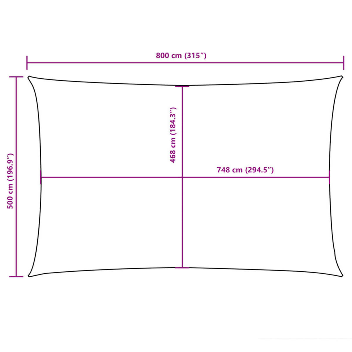 SONNENSEGEL Oxford-Gewebe Rechteckig 5/8 M Weiss - Weiß, Textil (500/800cm) - vidaXL