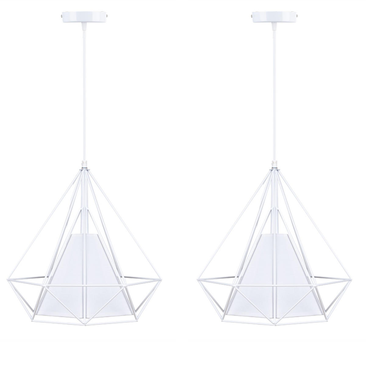 PENDELLEUCHTE ACOS 2-er Set, Weiß - Weiß, Textil/Metall (36/36/37cm) - KONSIMO®