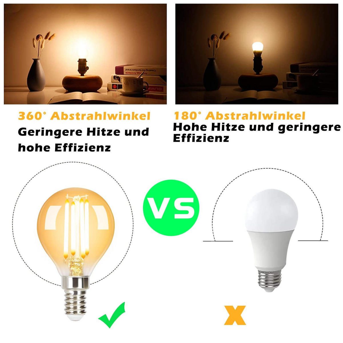 LED žárovky E14 4W (sada 6 ks) - průhledná, sklo (4.5/7.7cm) - Nettlife