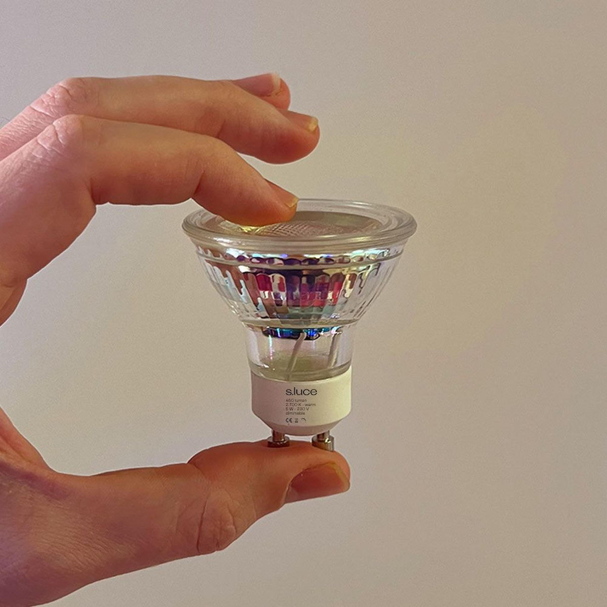 LED-LEUCHTMITTEL GU10 Warmweiß 2700K 450lm 5W Dimmbar CRI 90 - Chromfarben, Metall (5/6cm) - s.luce