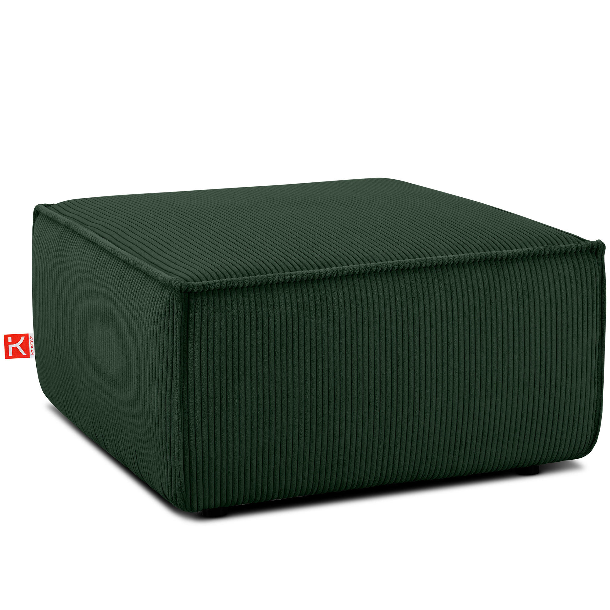 SITZPOUF NAPI gefederte Sitzfläche, dunkelgrün - Dunkelgrün/Schwarz, Textil (83/45/83cm) - KONSIMO®