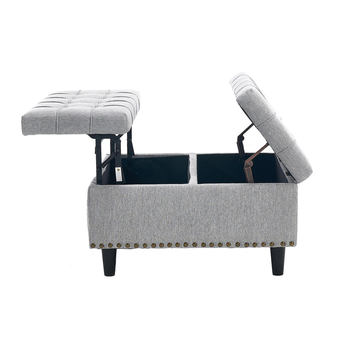 HOCKER Couchtisch,Aufbewahrungsstuhl,höhenverstellbar,Leinen,Grau - Grau, Metall (75/41/75cm) - LVHOM