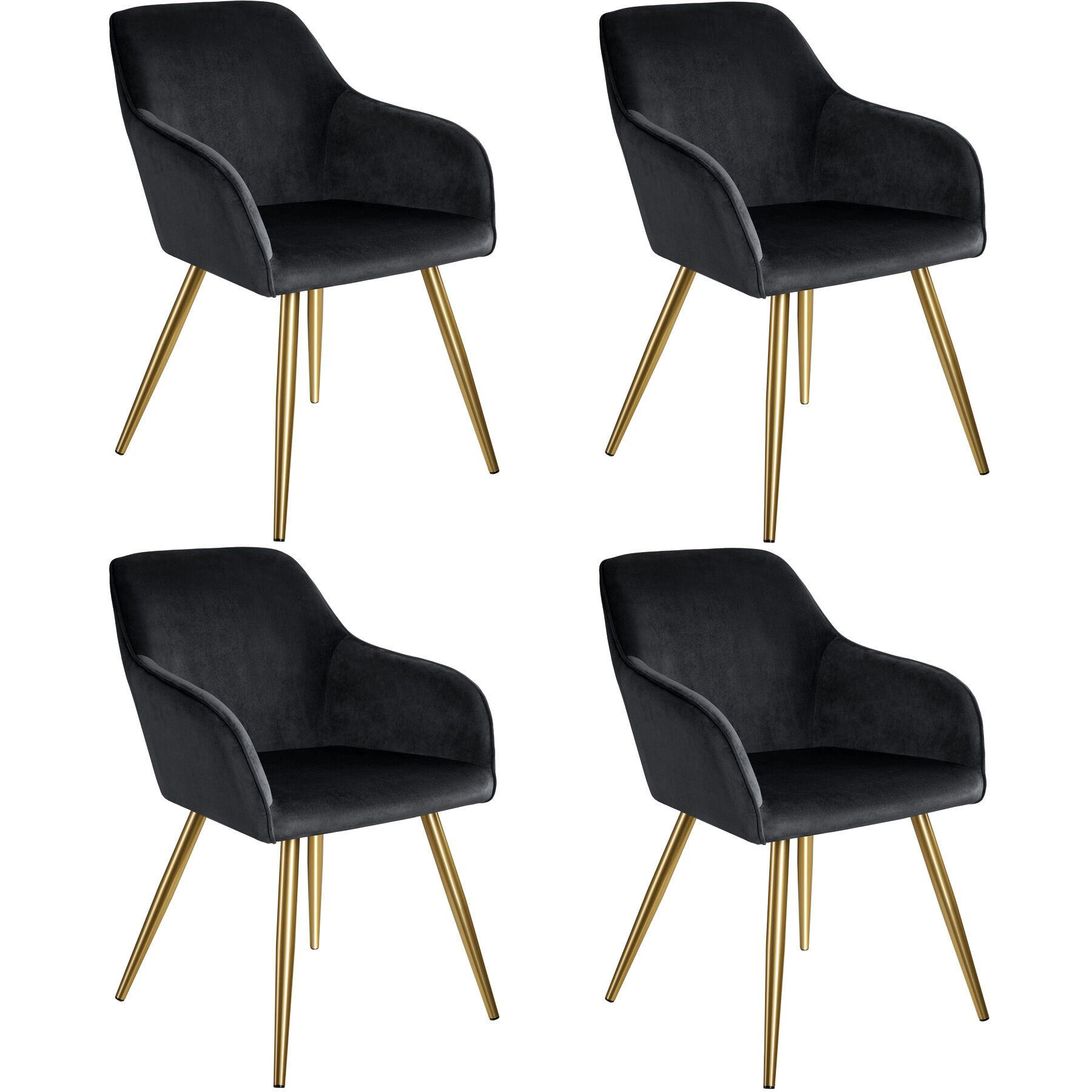 ESSZIMMERSTUHL 4er Set Marilyn 58 x 62 x 82 cm schwarz/gold - Goldfarben/Schwarz, Textil (58/82/62cm) - tectake