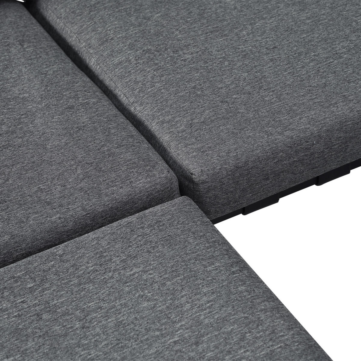 LOUNGESET Grau Eck Mit Sofa Couchtisch Hocker - Grau, Textil - FLIEKS