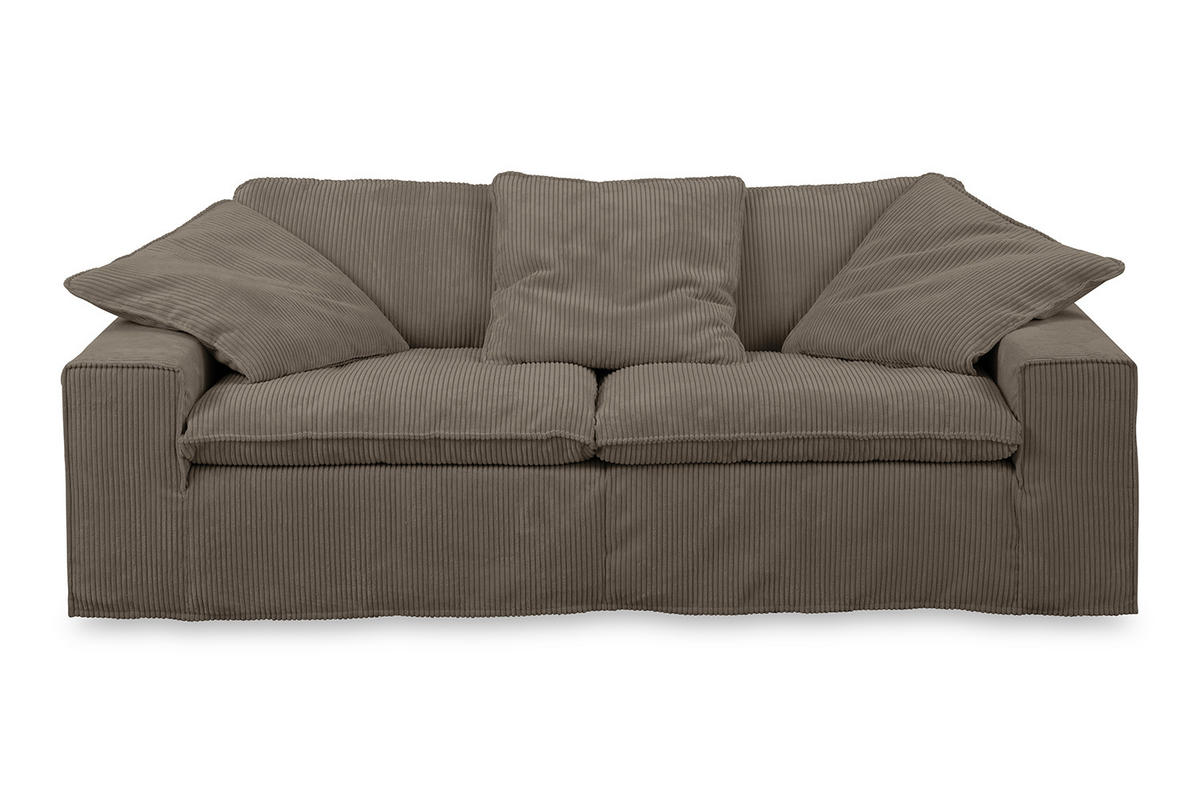 SOFA NETTA Braun Cord - Dunkelbraun/Braun, Birkenholz/Textil (226/90/116cm) - KAWOLA