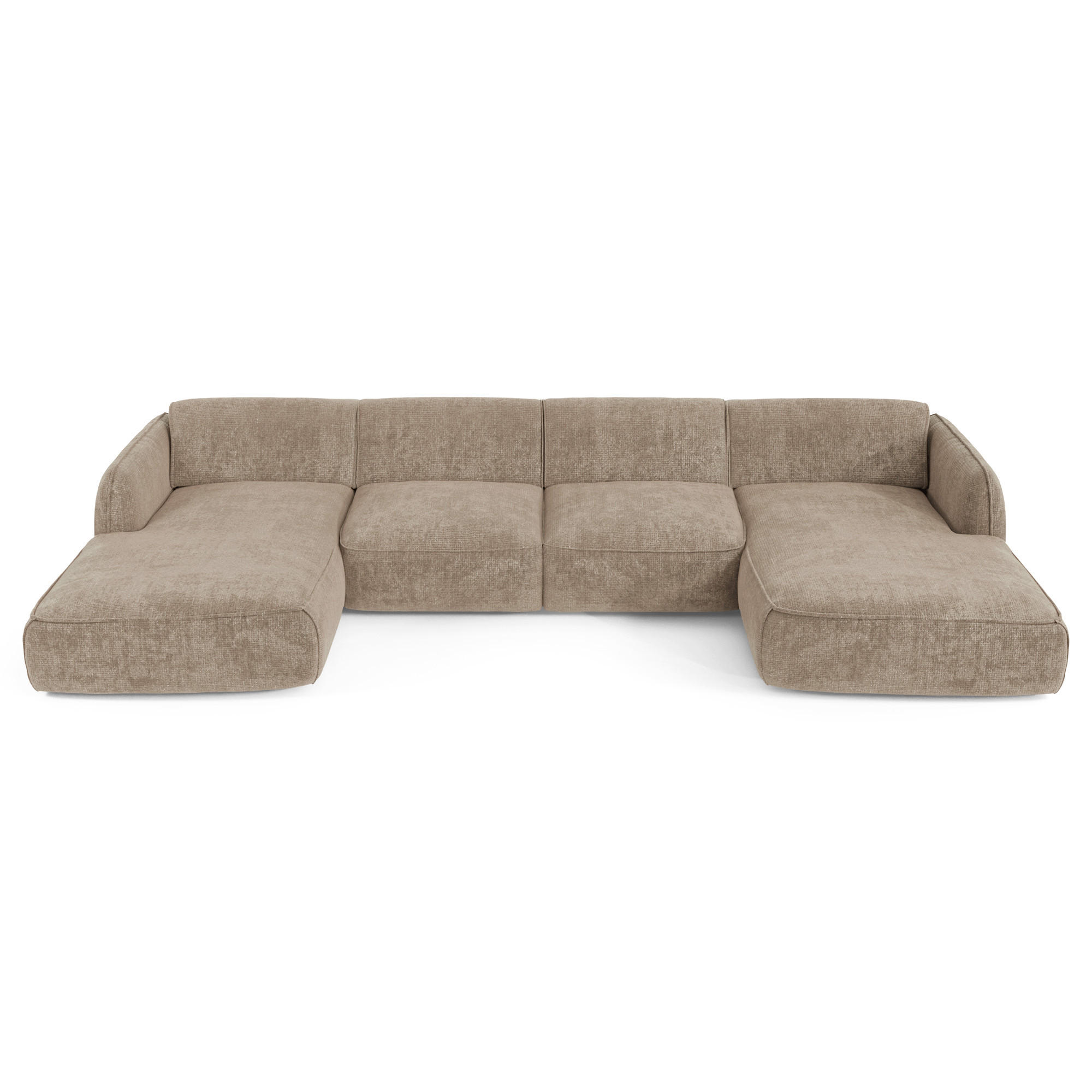 WOHNLANDSCHAFT Rastervelours Taupe 346cm - Taupe, Textil (346/76/166cm) - Sia Home