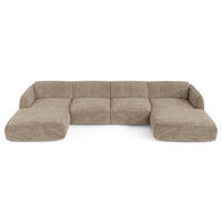 WOHNLANDSCHAFT Rastervelours Taupe 346cm - Taupe, Textil (346/76/166cm) - Sia Home