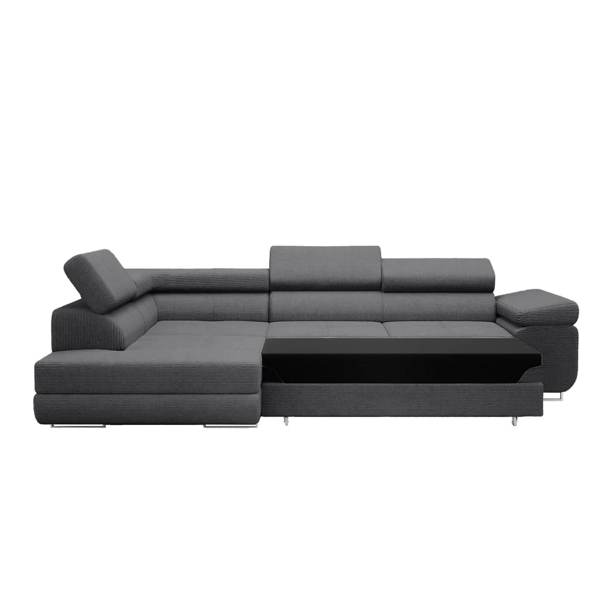 ECKSOFA Warton mit Schlaffunktion, Anthrazit - Anthrazit, Textil (275/202cm) - Fedve