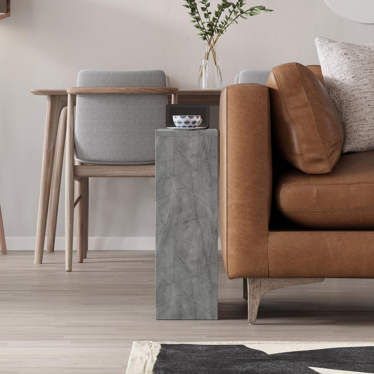 BEISTELLTISCH Simpi Gold-Marmor-Effekt 55/20/60 cm - Goldfarben, Holzwerkstoff (20/55.2/60cm) - Decortie