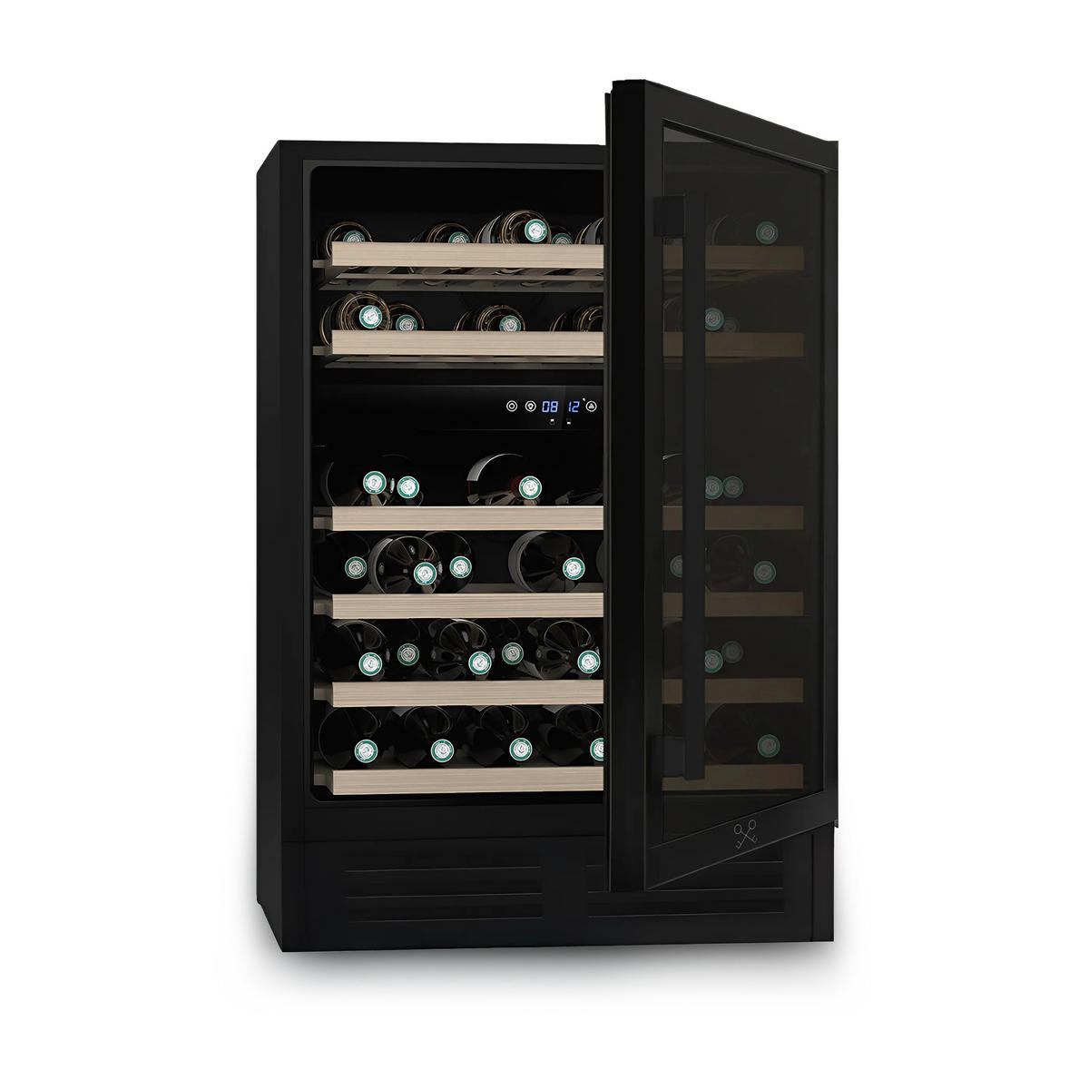 WEINKÜHLSCHRANK CAVCEDB46 Schwarz, 46 Flaschen, Kapazität 137L, 2 Temperaturzonen, von 5°C bis 22°C, Anti-UV, LED - Schwarz, Metall (59.5/82.5/57.2cm) - Les Petits Champs