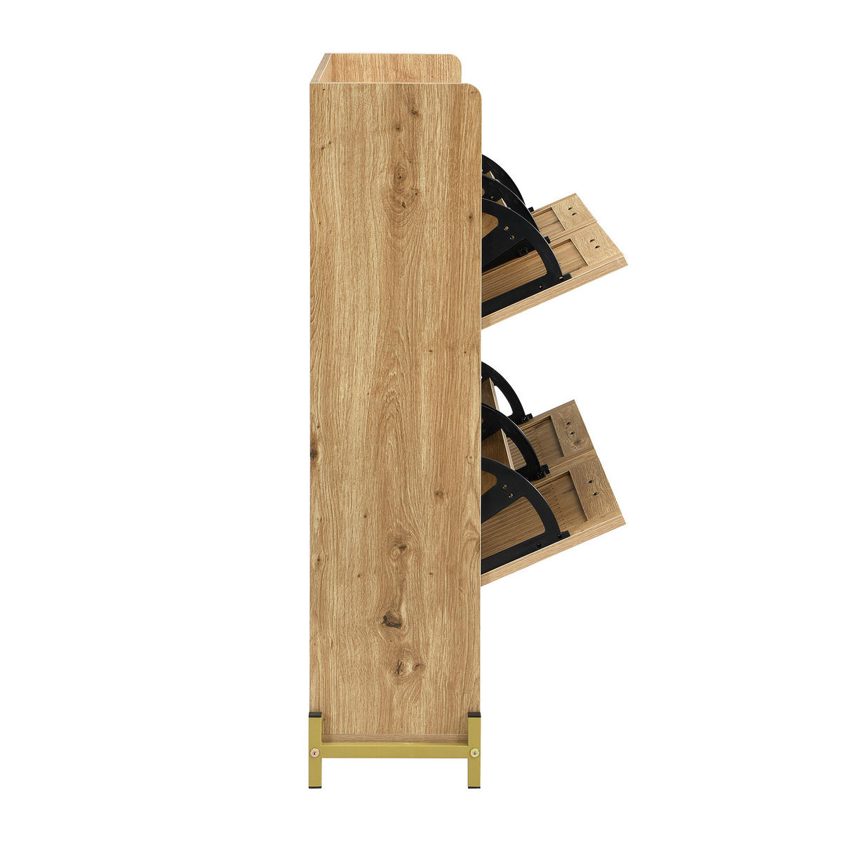 SCHUHSCHRANK 108,5/24/100 cm in Holzfarbe mit 4 Türen und Metallgestell - Naturfarben, Holzwerkstoff (108.5/100/24cm) - Flora Grace
