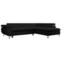 ECKSOFA PEDRO L Schwarz Boucle - Rechts Seite - Schwarz, Textil/Metall (273/208cm) - MKS