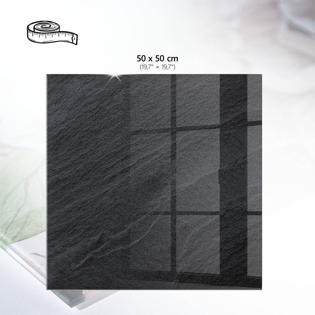 TISCHPLATTE 50x50 cm – Steintextur - Grün, Glas (50/50/0.4cm) - Wallfluent
