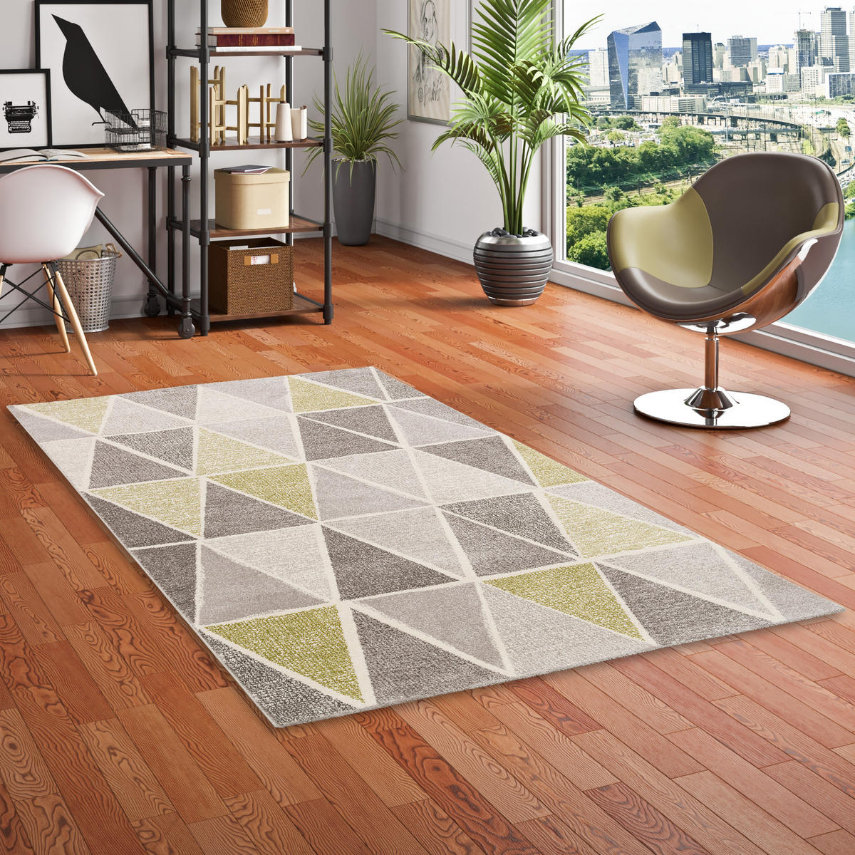 DESIGNER TEPPICH SEVILLA MODERN PRISMA - Grau/Grün, Textil (80/150cm) - Pergamon