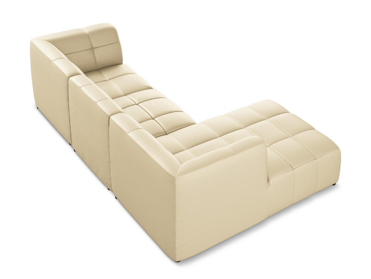 ECKSOFA Links Kunstleder Beige - Beige/Schwarz, Holzwerkstoff/Kunststoff (266/175cm) - Makamii