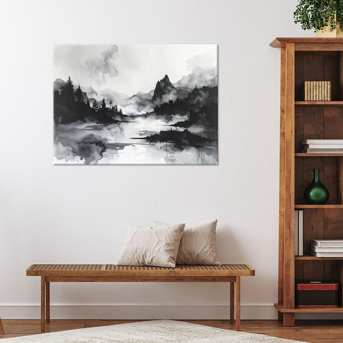 LEINWANDBILD Landschaften 90x60cm - Schwarz, Textil (90/60cm) - Feeby