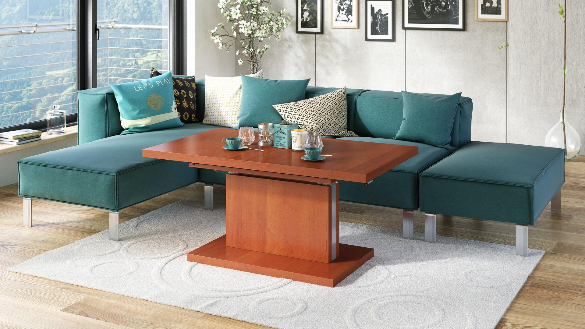 COUCHTISCH rechteckig Kirschbaum ausziehbar höhenverstellbar - Kirschbaumfarben, Holzwerkstoff (80/120/56cm) - designimpex