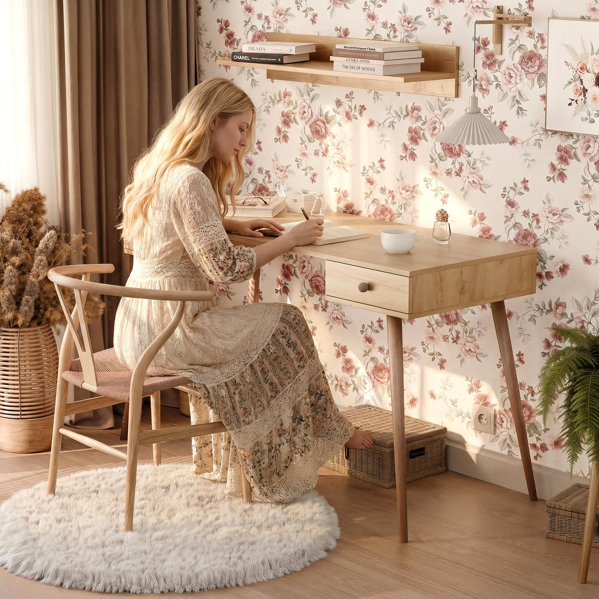 SCHREIBTISCH VALERIO 135/55/79 cm, Craft-Eiche - Eichefarben, Naturmaterialien/Holzwerkstoff (55/135/79cm) - Idohome