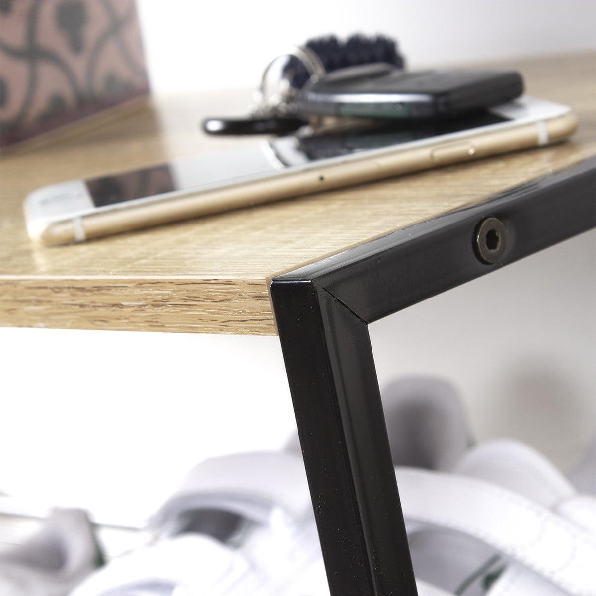 REGAL für Schuhe mit 3 Regalebenen - Schwarz, Metall (30/43/63cm) - Calicosy