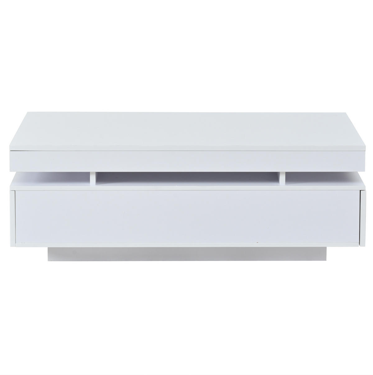 COUCHTISCH mit 2 Schubladen 100 x 50 x 35 cm Hochglanz Weiß mit LED - Weiß, Holzwerkstoff (100/50/35cm) - Meubliv