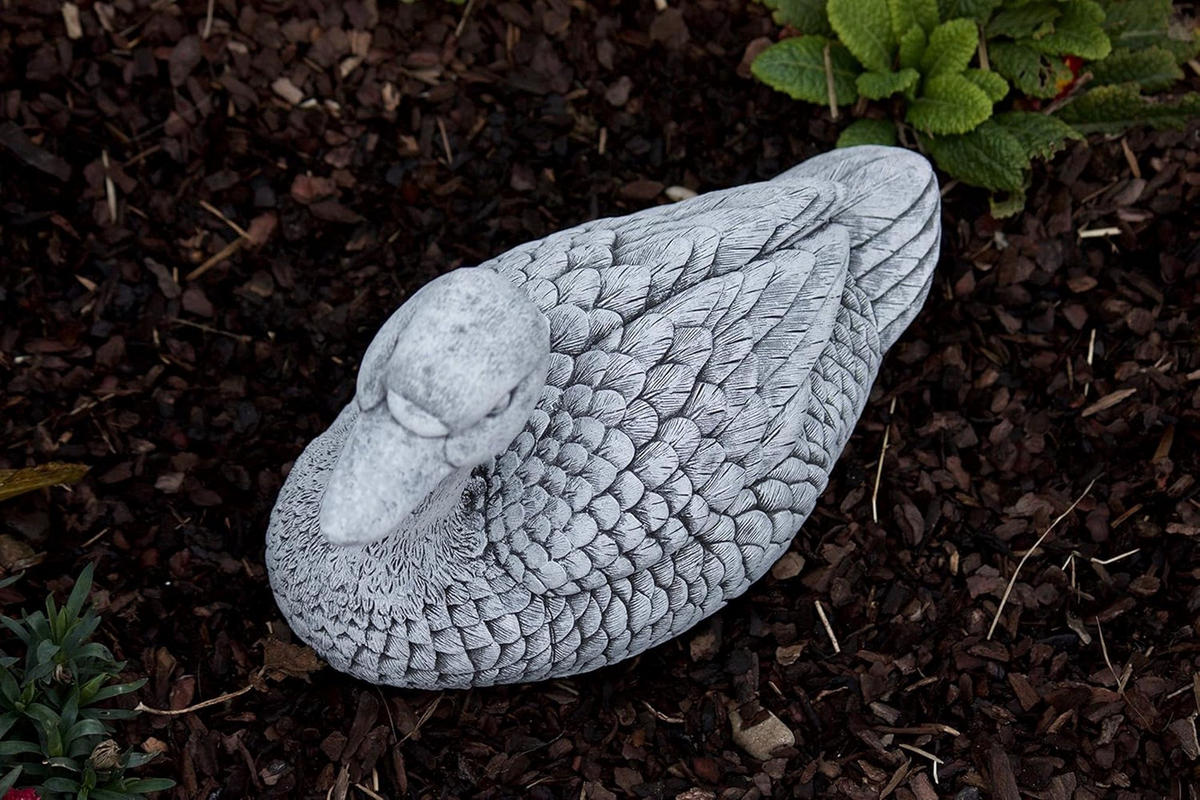 STEINFIGUR natürliche Ente, massiver Steinguss, Frostfest - Grau, Stein (29/20/16cm) - stoneandstyle