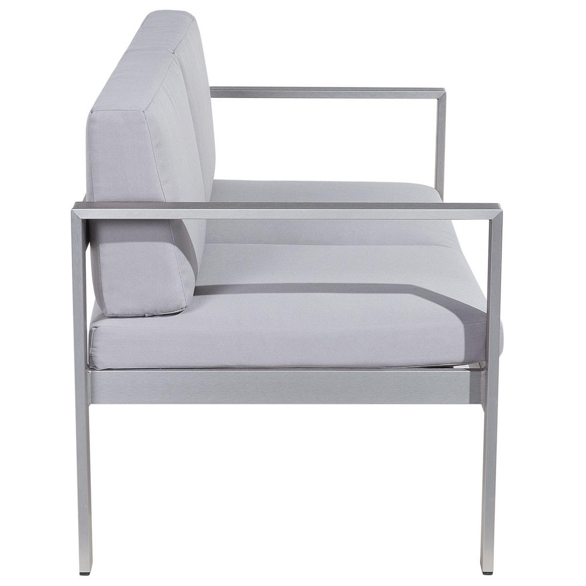 GARTENSOFA Aluminium 2-Sitzer Auflagen hellgrau Salerno - Hellgrau, Metall (142/80/70cm) - Beliani