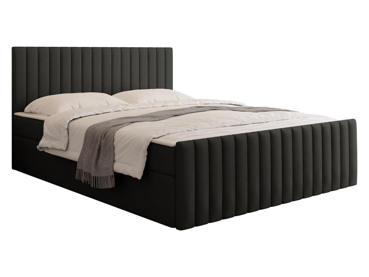 BOXBETT Tirulo Fix - Dunkelgrau/Schwarz, Holzwerkstoff/Kunststoff (140/200cm) - MIRJAN24